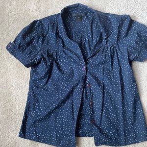 Marc by Marc Jacobs Size 10 blue and white dot cotton button down